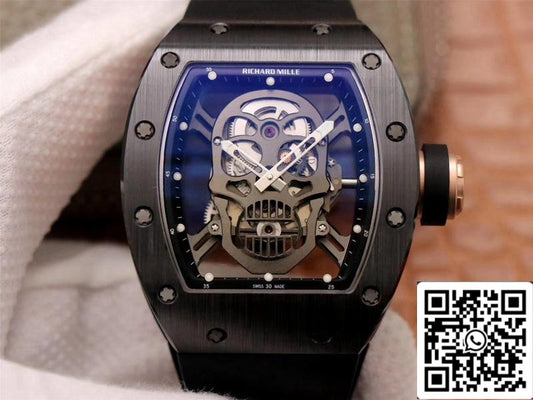 Richard Mille RM052-01 1:1 Best Edition ZF Factory Black Ceramic Grey Skull Dial Swiss Movement