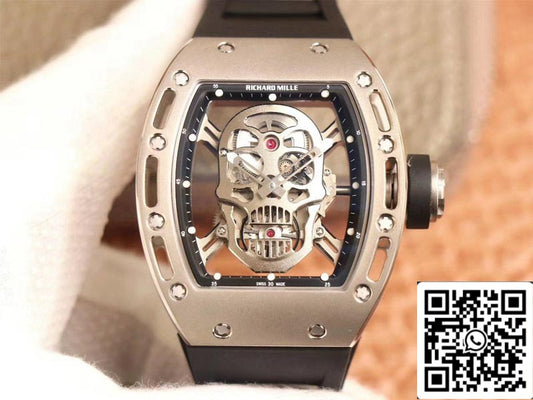 Richard Mille RM052 1:1 Best Edition ZF Factory Silver Skull Dial Swiss Movement