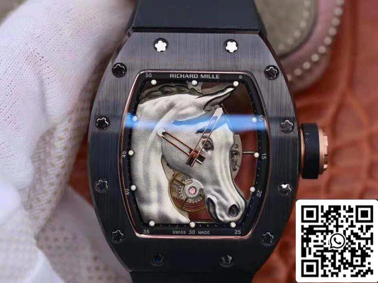 Richard Mille Polo Club Saint Tropez RM52-02 KV Factory 1:1 Best Edition Swiss ETA8215 Silver Horse Dial