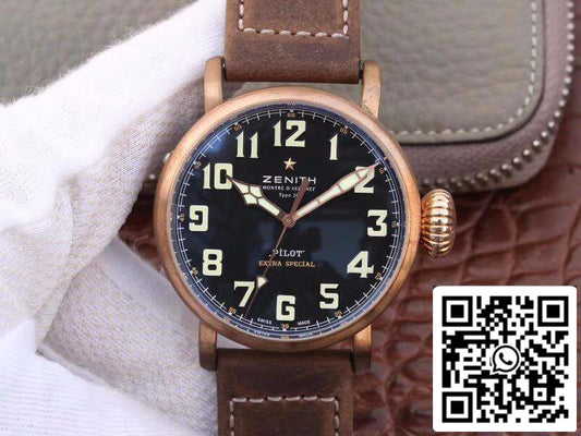 Zenith Pilot Type 20 Extra XF Factory Mechanical Watches 1:1 Best Edition Swiss ETA2824-2 Black Dial