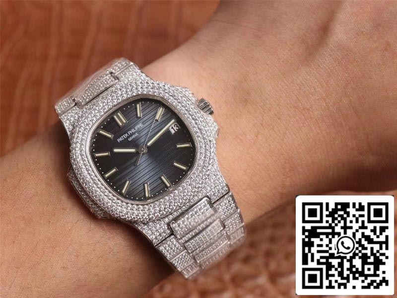 Patek Philippe Nautilus 5719-10G Silver Diamond 1:1 Best Edition R8 Factory Gradient Grey Dial Swiss Cal.324 S C