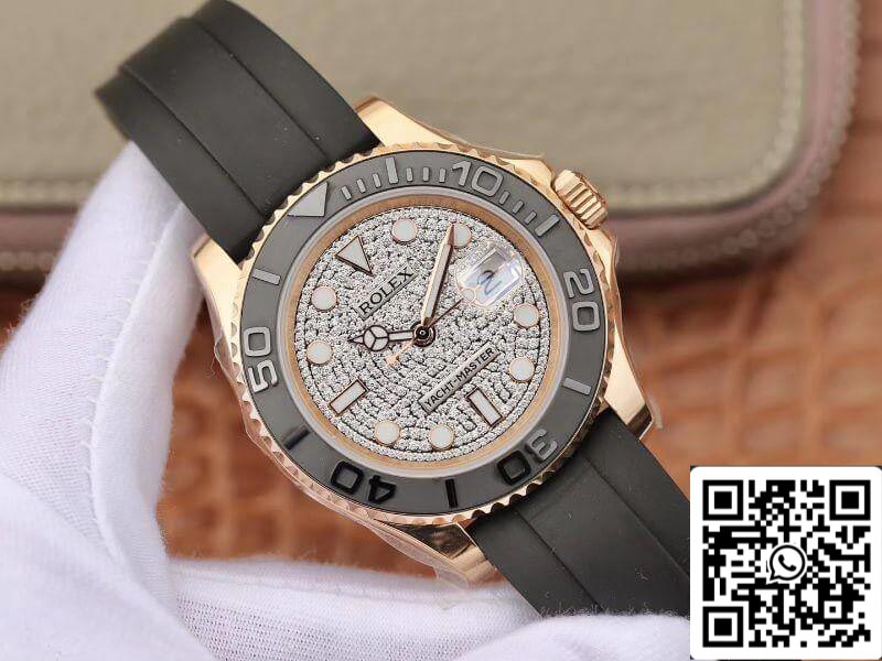 Rolex Yacht-Master 40 mm 116655, Diamant-Zifferblatt, Roségold, 1:1 Best Edition, automatisches Schweizer Uhrwerk, schwarzes Kautschukarmband
