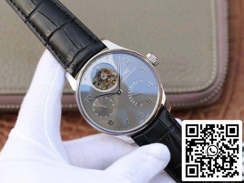 IWC Portugieser IW504210 Tourbillon 1:1 Best Edition Schiefergraues Zifferblatt auf schwarzem Lederband Schweizer ETA Tourbillon-Uhrwerk