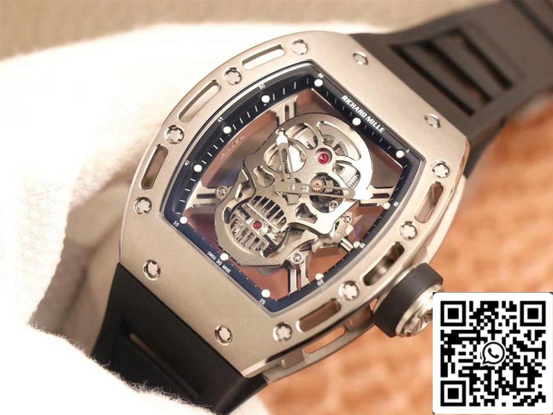 Richard Mille RM052 1:1 Best Edition ZF Factory Silbernes Totenkopf-Zifferblatt, Schweizer Uhrwerk