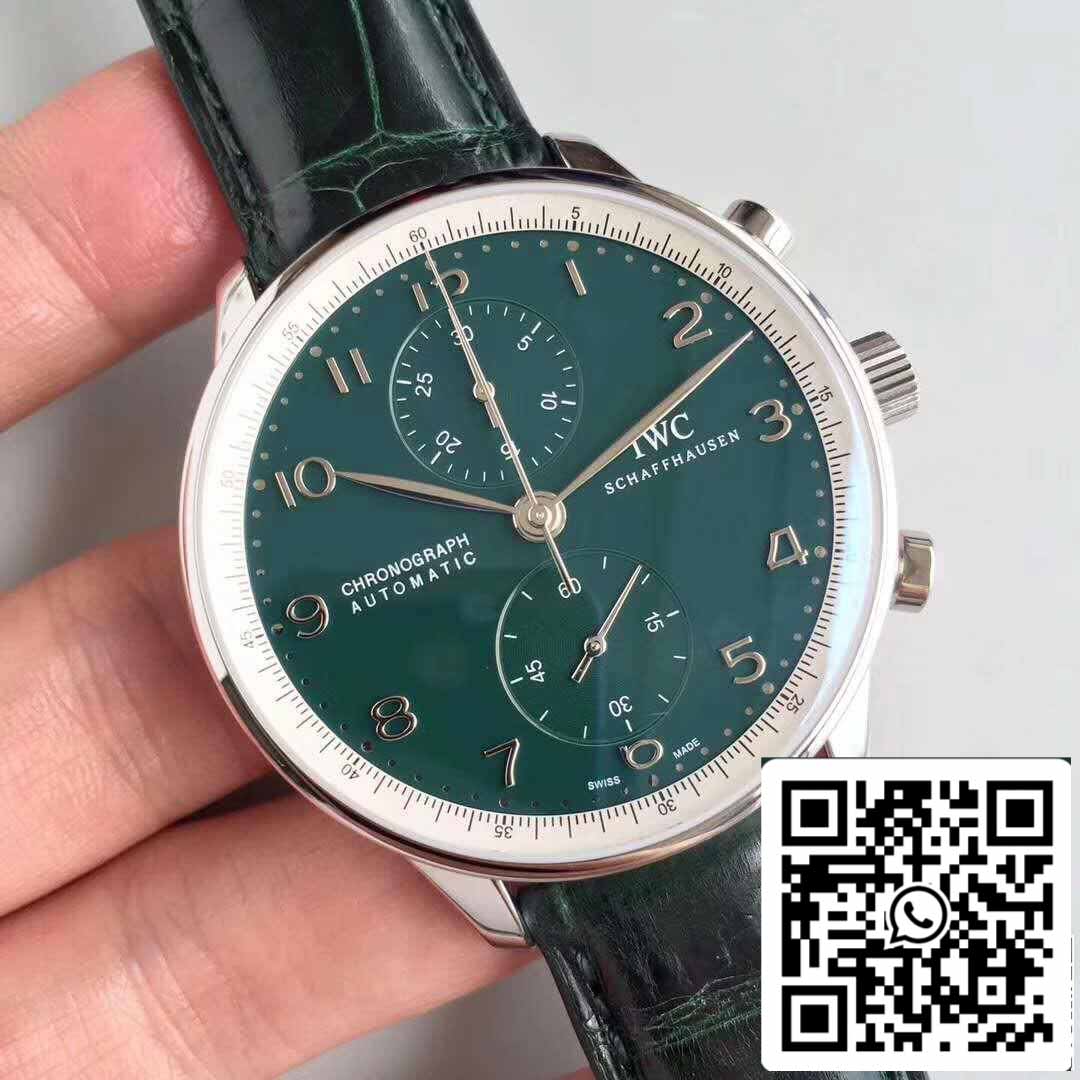IWC Portugieser YL Factory 1:1 Best Edition Swiss ETA69355 Grünes Zifferblatt mit silbernen Markierungen