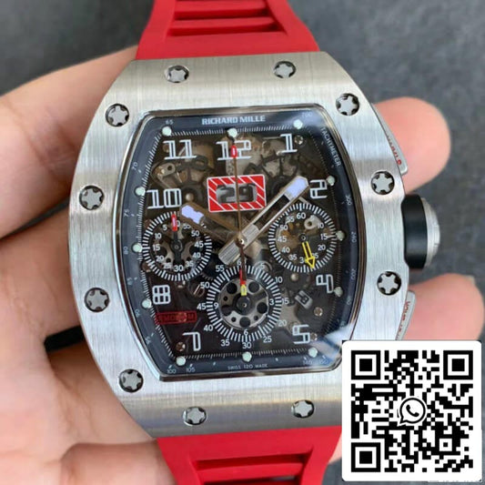 Richard Mille RM011 1:1 Best Edition KV Factory Red Rubber Strap