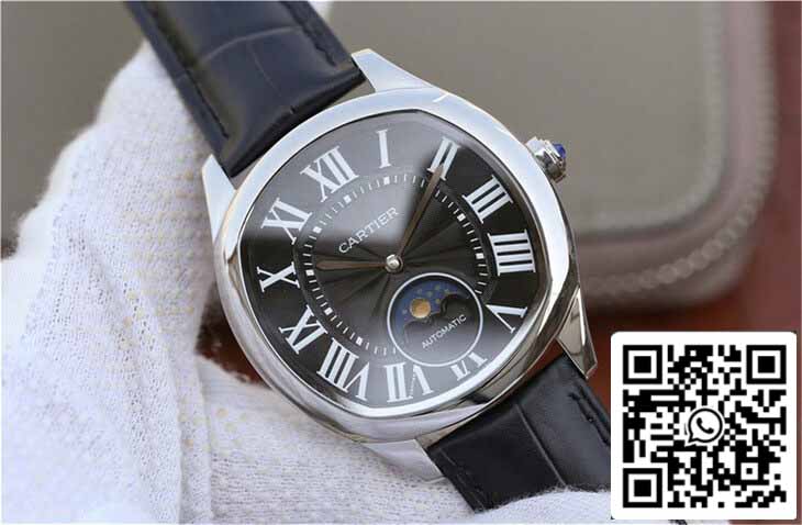 Drive De Cartier Moonphase WGNM0009 1:1 Meilleure édition en acier inoxydable avec cadran noir