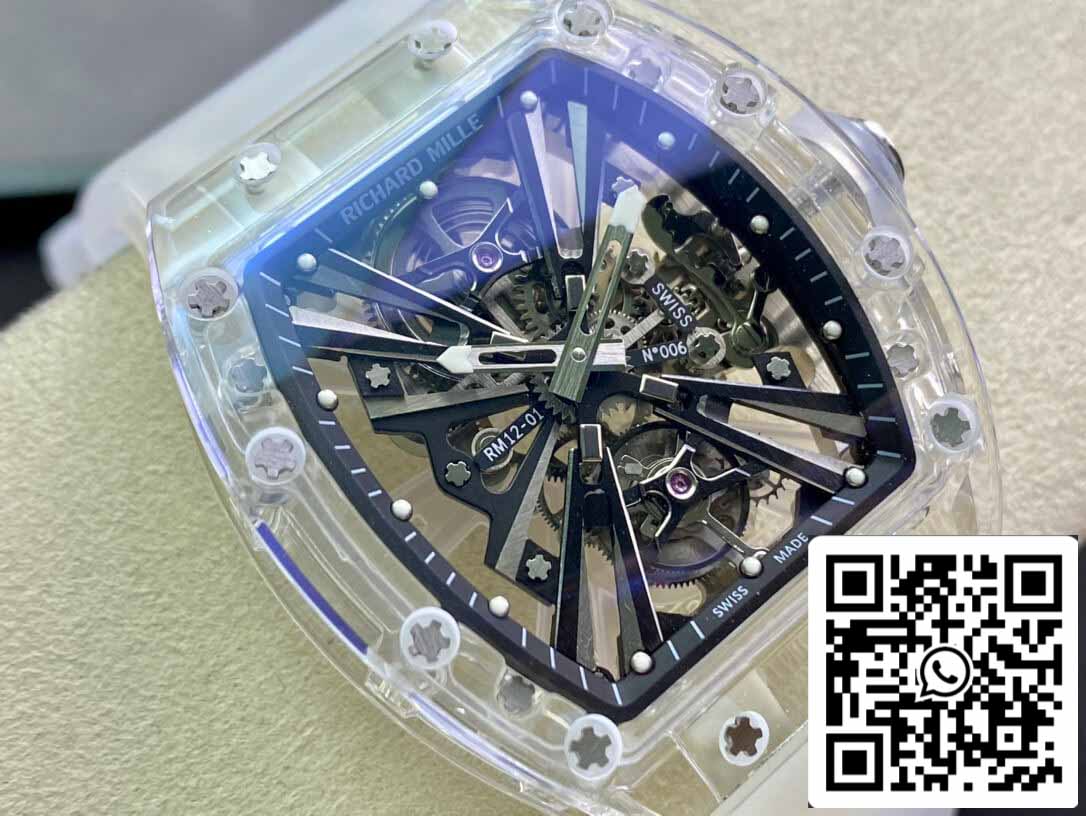 Richard Mille RM12-01 1:1 Best Edition RM Factory Tourbillon Transparente Version Weißes Armband