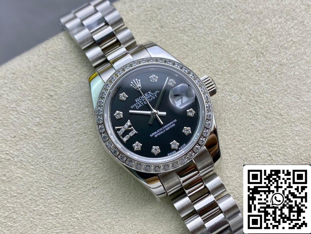 Rolex Datejust 28MM 1:1 Meilleure édition BP Factory sertie de diamants Cadran noir
