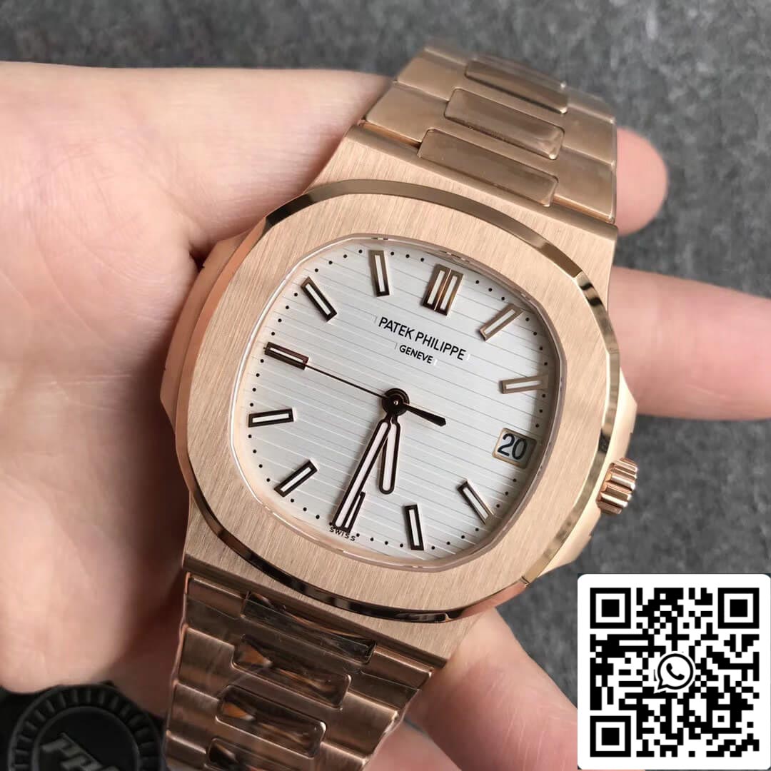 Patek Philippe Nautilus 5711/1R-001 1:1 Best Edition PPF Factory V4 Roségold, weißes Zifferblatt, Schweizer ETA324