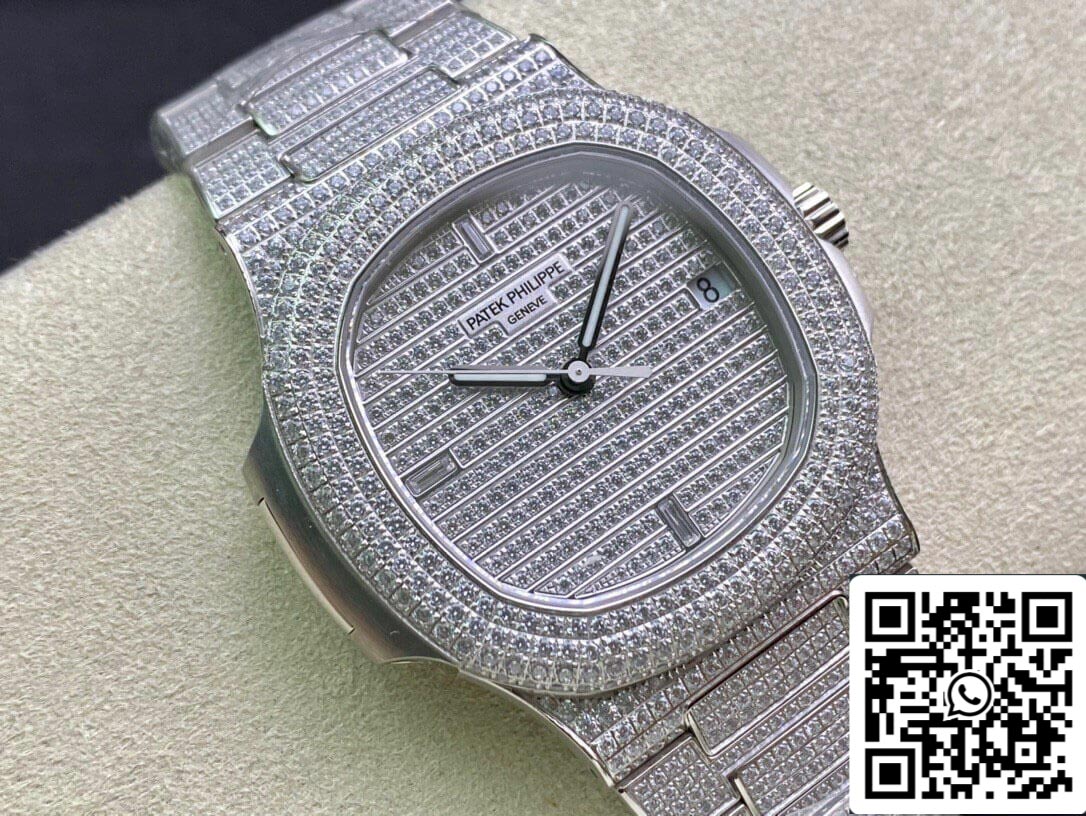 Patek Philippe Nautilus 5719/10G-010 1:1 Best Edition PPF Factory V4 Silver Diamond Swiss ETA324