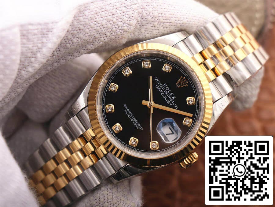 Rolex Datejust M126233-0021 1:1 Best Edition EW Factory Gelbgold, schwarzes Zifferblatt