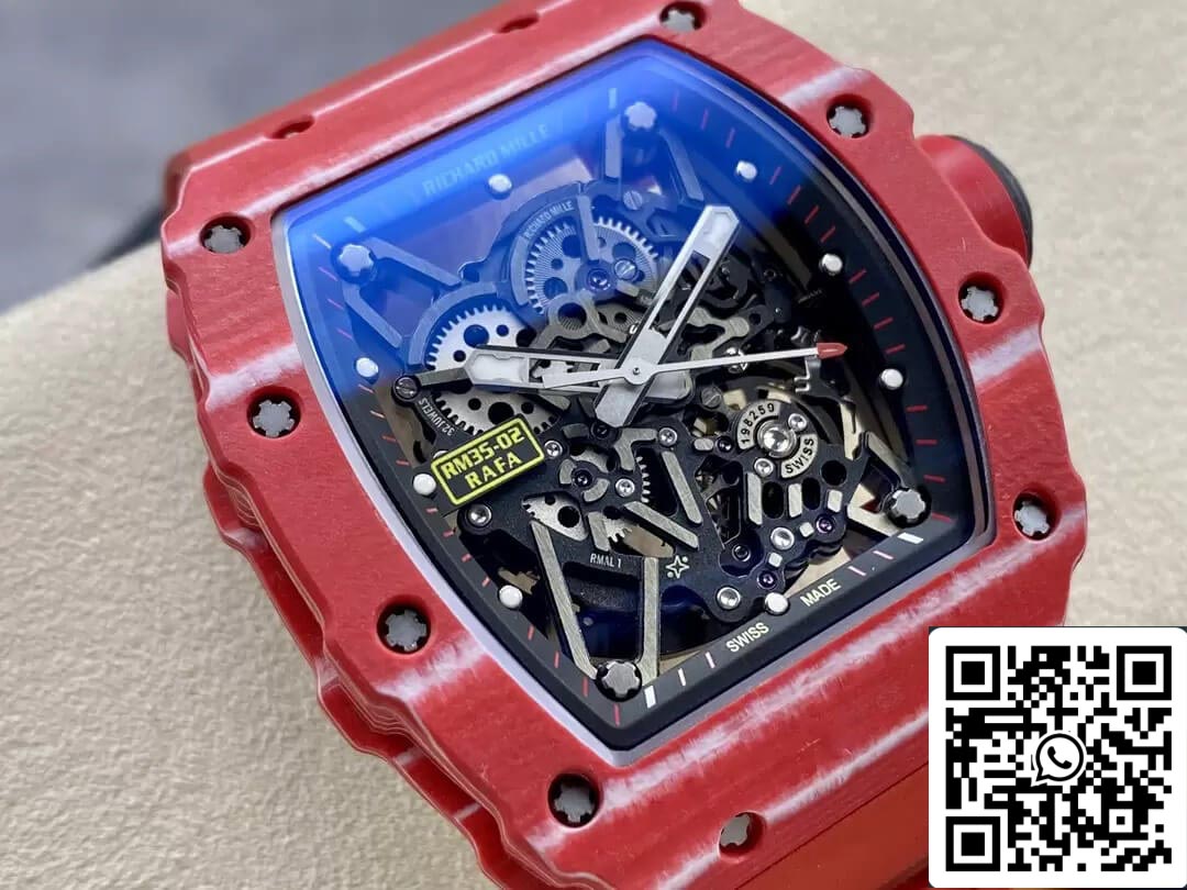 Richard Mille RM35-02 1:1 Best Edition T+ Factory Carbon Fiber Red Rubber Strap