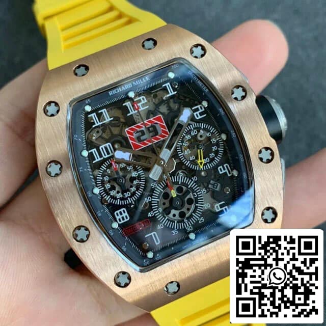 Richard Mille RM011 1:1 Best Edition KV Factory Roségold-Kautschukarmband