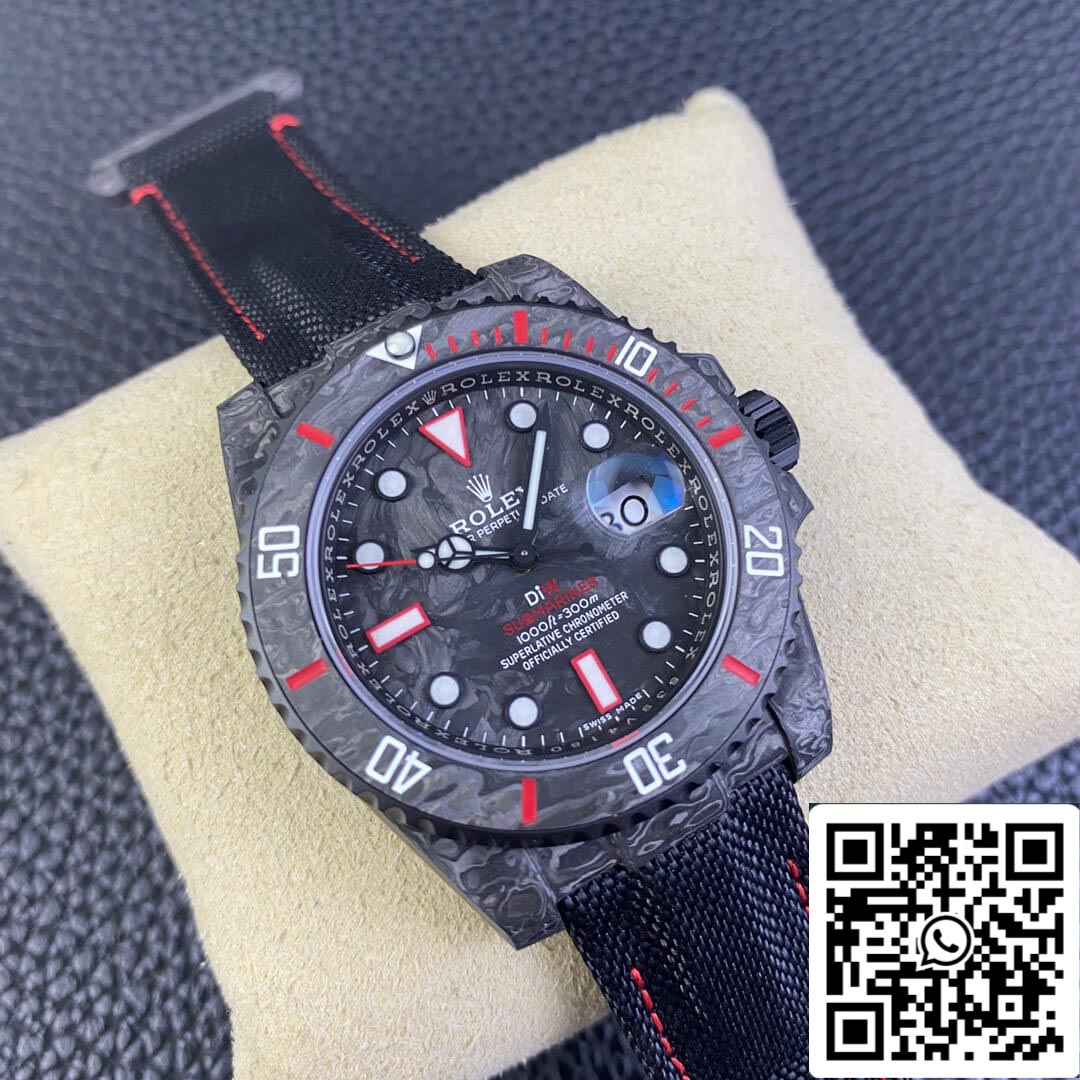 Rolex Submariner 1:1 Best Edition VS Factory DIW Klettverschlussarmband aus Karbonfaser-Nylon