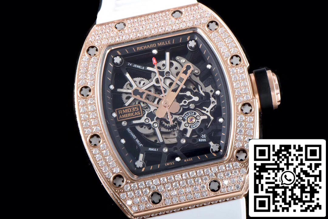 Richard Mille RM035 Americas 1:1 Best Edition KV Factory Roségold-Diamantgehäuse