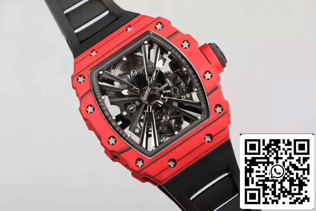 Richard Mille RM12-01 Tourbillon 1:1 Meilleure édition RM Factory Boîtier rouge Bracelet en caoutchouc noir
