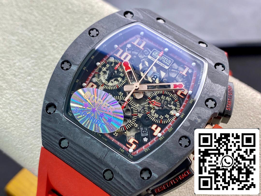 Richard Mille RM011 1:1 Meilleure édition KV Factory V3 Bracelet en caoutchouc rouge