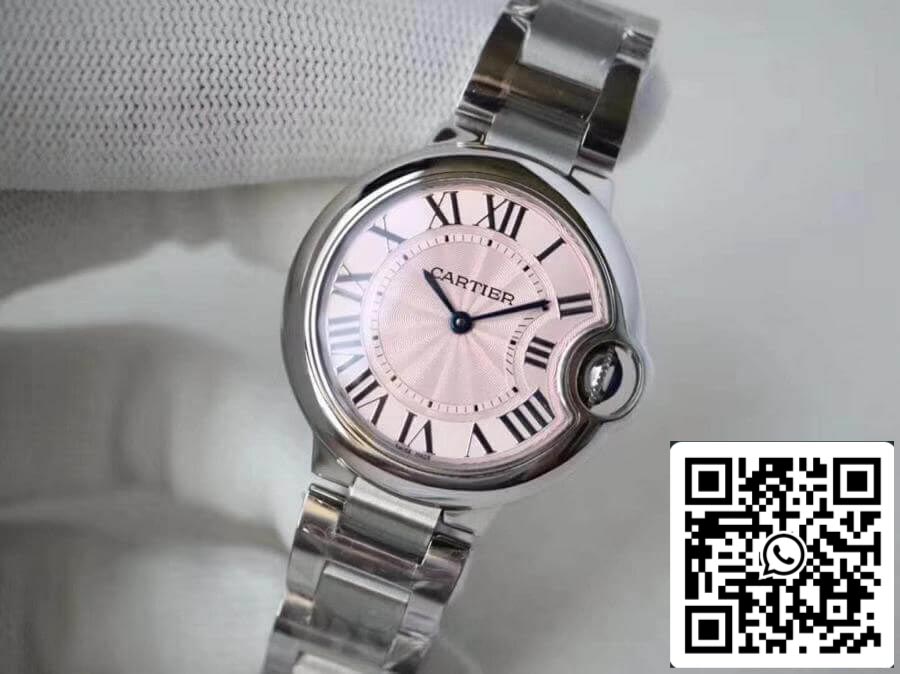 Ballon Bleu De Cartier 33 mm V6 Factory 1:1 Best Edition Swiss ETA076 Pink Dial US Replica Watch