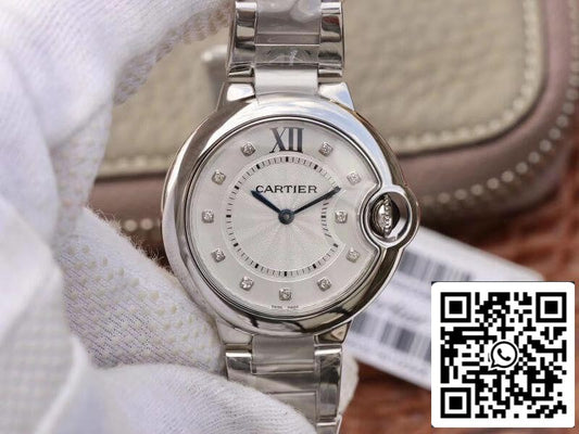 Ballon Bleu De Cartier 33mm V6 Factory 1:1 Best Edition Swiss Quartz ETA157 White Dial US Replica Watch