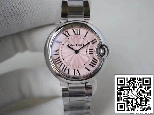 Ballon Bleu De Cartier WE902073 33mm V6 Factory 1:1 Best Edition Swiss Quartz ETA157 Pink Dial US Replica Watch