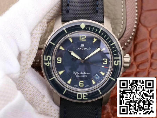 Blancpain Fifty Fathoms 5015-12B40-O52A ZF Factory 1:1 Best Edition Swiss ETA2836-2 Black Sail-canvas Strap US Replica Watch