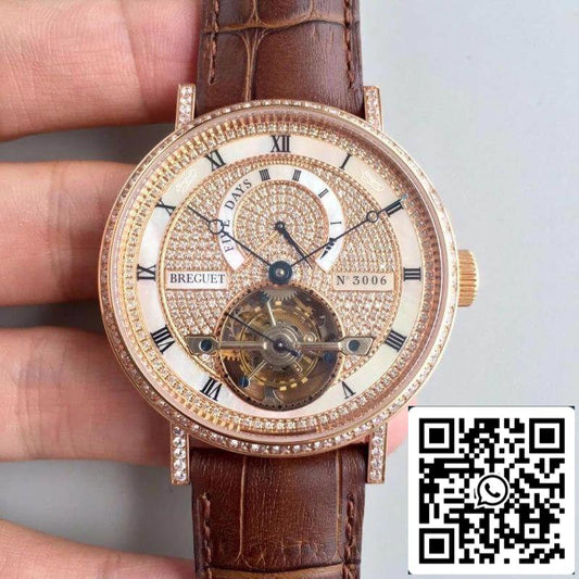 Breguet Classique Complications 5317BR/12/9V6 1:1 Best Edition Swiss Tourbillon Brown Leather Strap US Replica Watch