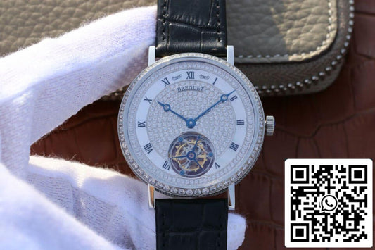 Breguet Classique Tourbillon 1:1 Best Edition Stainless Steel Diamond Dial US Replica Watch