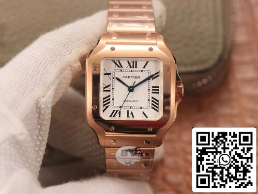 Cartier De Santos WSSA0010 1:1 Best Edition BV Factory 18K Rose Gold White Dial US Replica Watch