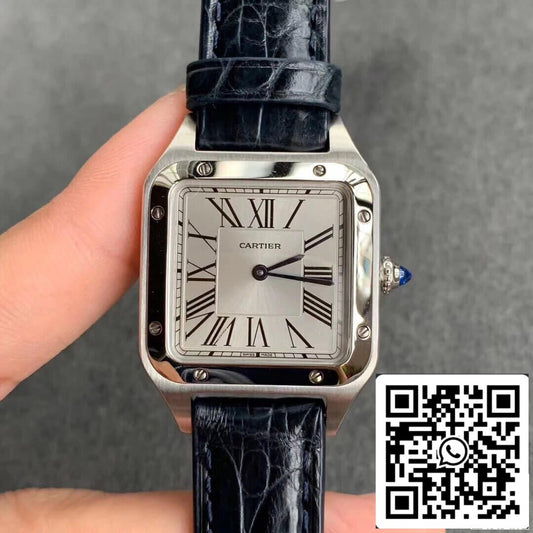 Cartier Santos WSSA0023 Ladies 1:1 Best Edition Blue Cowhide Strap US Replica Watch