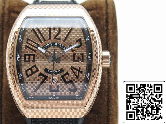 Franck Muller Vanguard V45 1:1 Best Edition Swiss ETA2824-2 18K Rose Gold Black Nylon Strap US Replica Watch