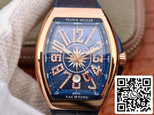 Franck Muller Vanguard V45 25th anniversary 1:1 Best Edition Swiss ETA2824 Blue Dial Diamond Marker US Replica Watch