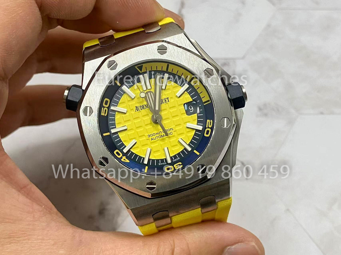 Audemars Piguet Royal Oak Offshore Diver 15710ST.OO.A051CA.01 JF Factory 1:1 Best Edition Swiss ETA3120 Gelbes strukturiertes Zifferblatt