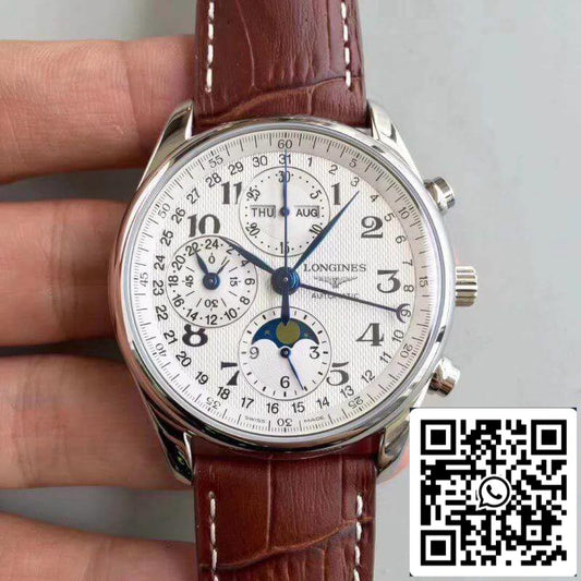 Longines Master Moonphase L2.673.4.78.3 JF factory 1:1 Best Edition Swiss ETA7751 White Textured Dial US Replica Watch