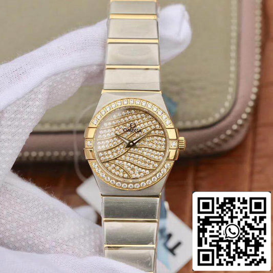 Omega Constellation Quartz Ladies 18K Yellow Gold Diamond Dial TW Factory 1:1 Best Edition Swiss Eta Quartz 1376 US Replica Watch