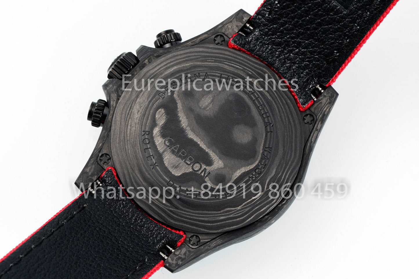 Rolex Daytona Skeleton Dial Diw Custom NTPT Carbon Case 1:1 Best Clone Red Velcro Strap