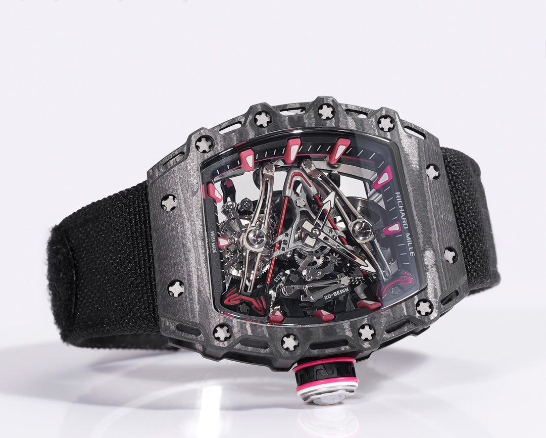 Richard Mille Bubba Watson Tourbillon RM38-02 1:1 Best Edition Black Carbon Case Velcro Fabric Strap