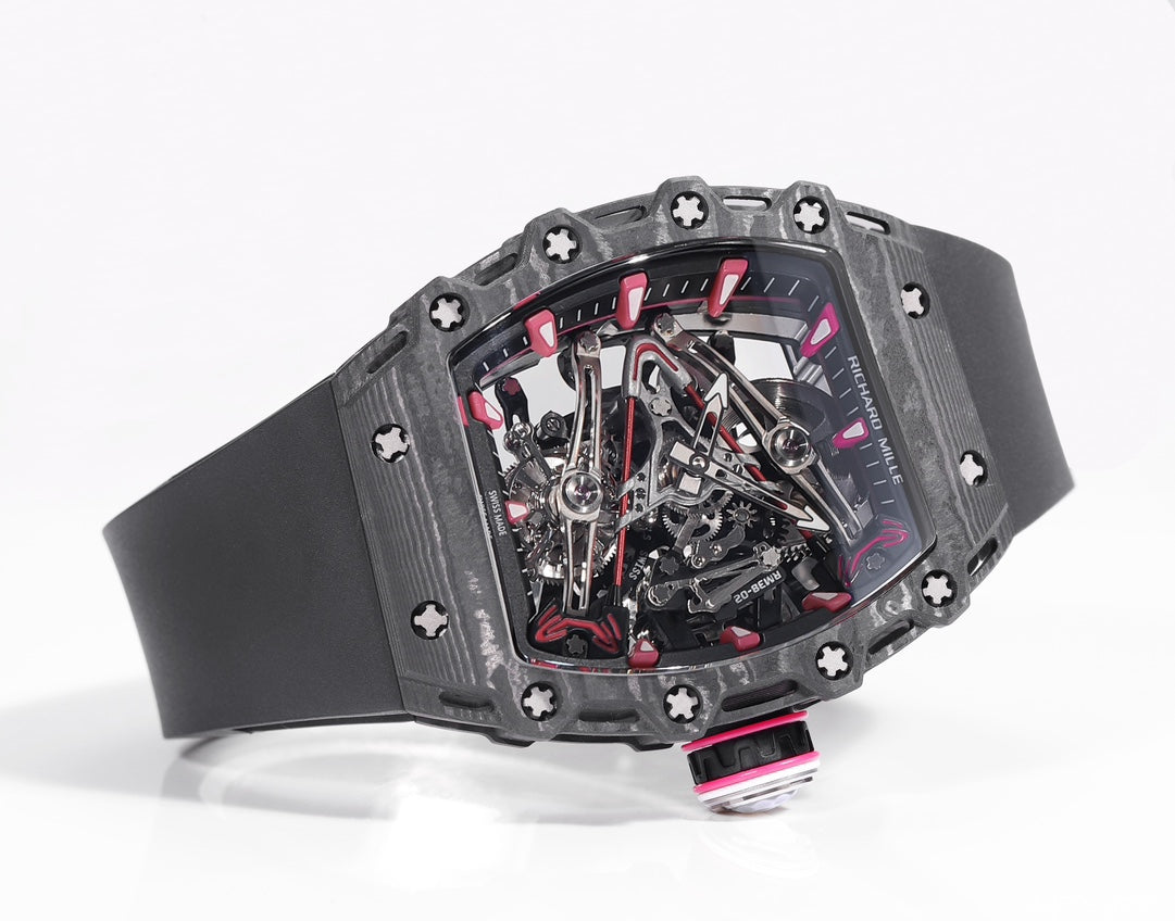 Richard Mille Bubba Watson Tourbillon RM38-02 1:1 Best Edition Black Carbon Case Rubber Strap