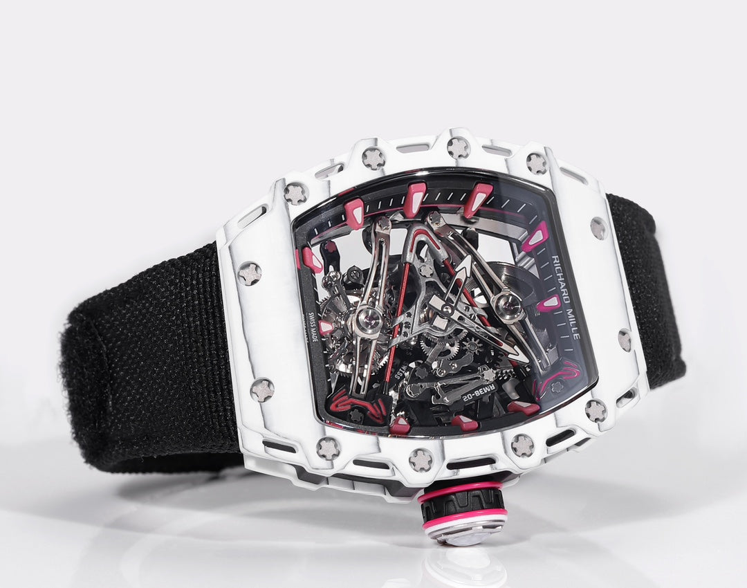 Richard Mille Bubba Watson Tourbillon RM38-02 1:1 Best Edition White Carbon Case Black Velcro fabric Strap