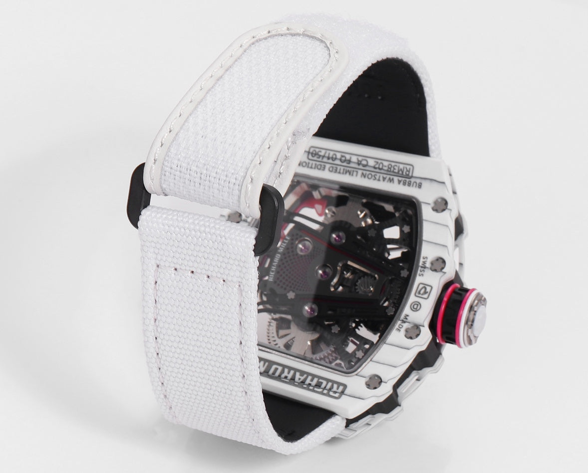 Richard Mille Bubba Watson Tourbillon RM38-02 1:1 Best Edition White Carbon Case velcro Strap