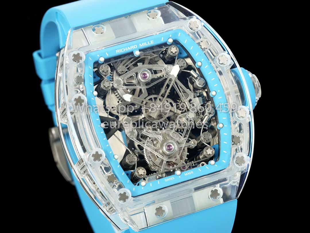 Richard Mille RM 56-02 Tourbillon 1:1 Bester Klon RM Factory Blaues Zifferblatt und blaues Armband Saphirgehäuse