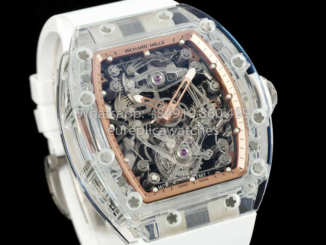 Richard Mille RM 56-02 Tourbillon 1:1 Meilleur clone RM Factory Cadran en or rose Boîtier en saphir