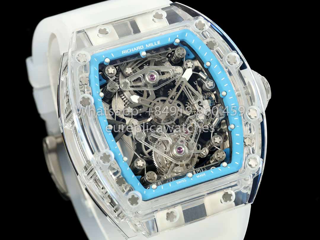 Richard Mille RM 56-02 Tourbillon 1:1 Bester Klon RM Factory Transparentes Gehäuse Blaues Zifferblatt