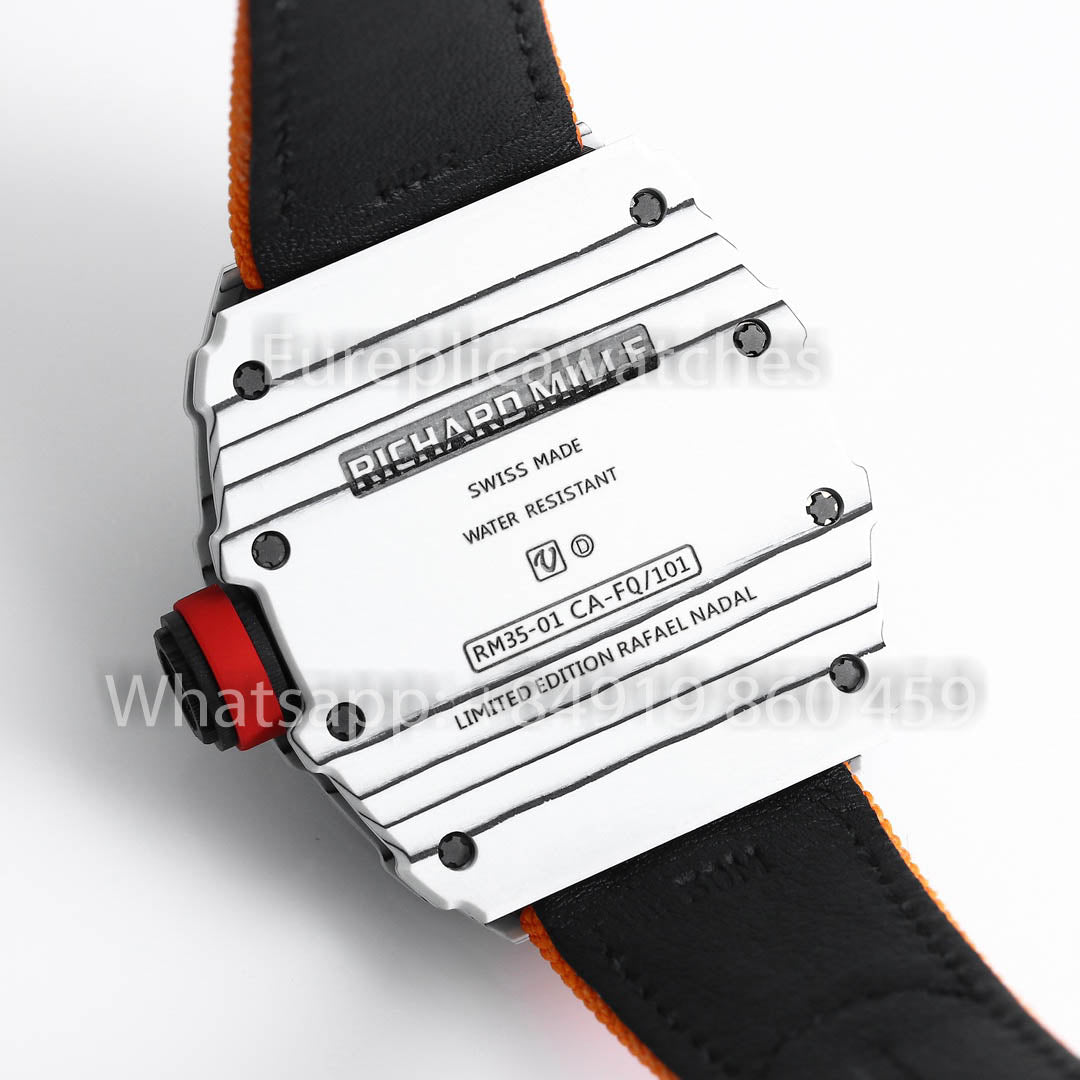 Richard Mille RM35-01 Weißer Carbon 1:1 Bester Klon BBR Factory V2 Gelbes Klettband