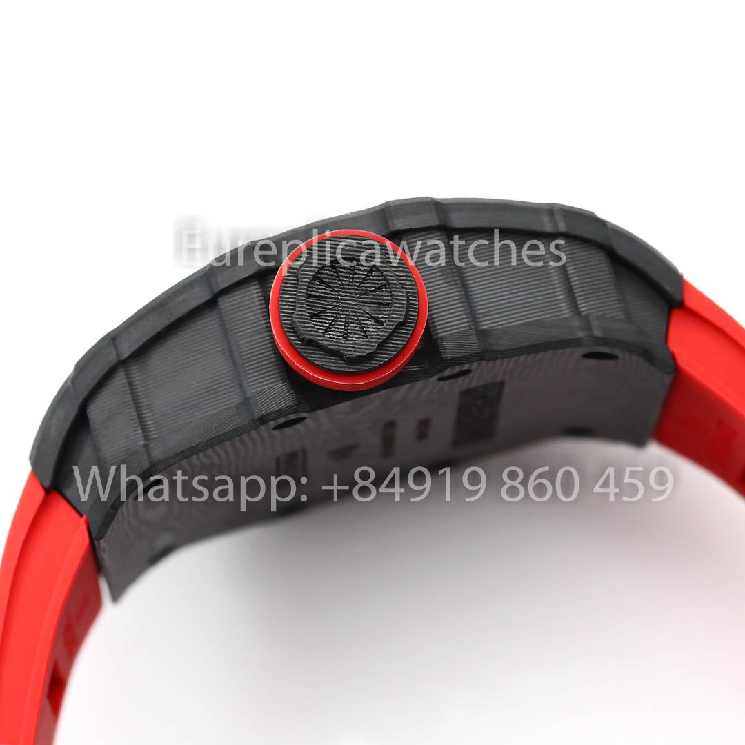 Richard Mille RM35-01 NTPT Carbon 1:1 Meilleur clone BBR Factory V2 Bracelet en caoutchouc rouge