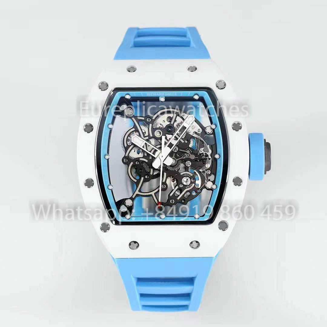 RICHARD MILLE RM055 Weißes Keramikgehäuse 1:1 Bester Klon APS Factory Blaues Zifferblatt