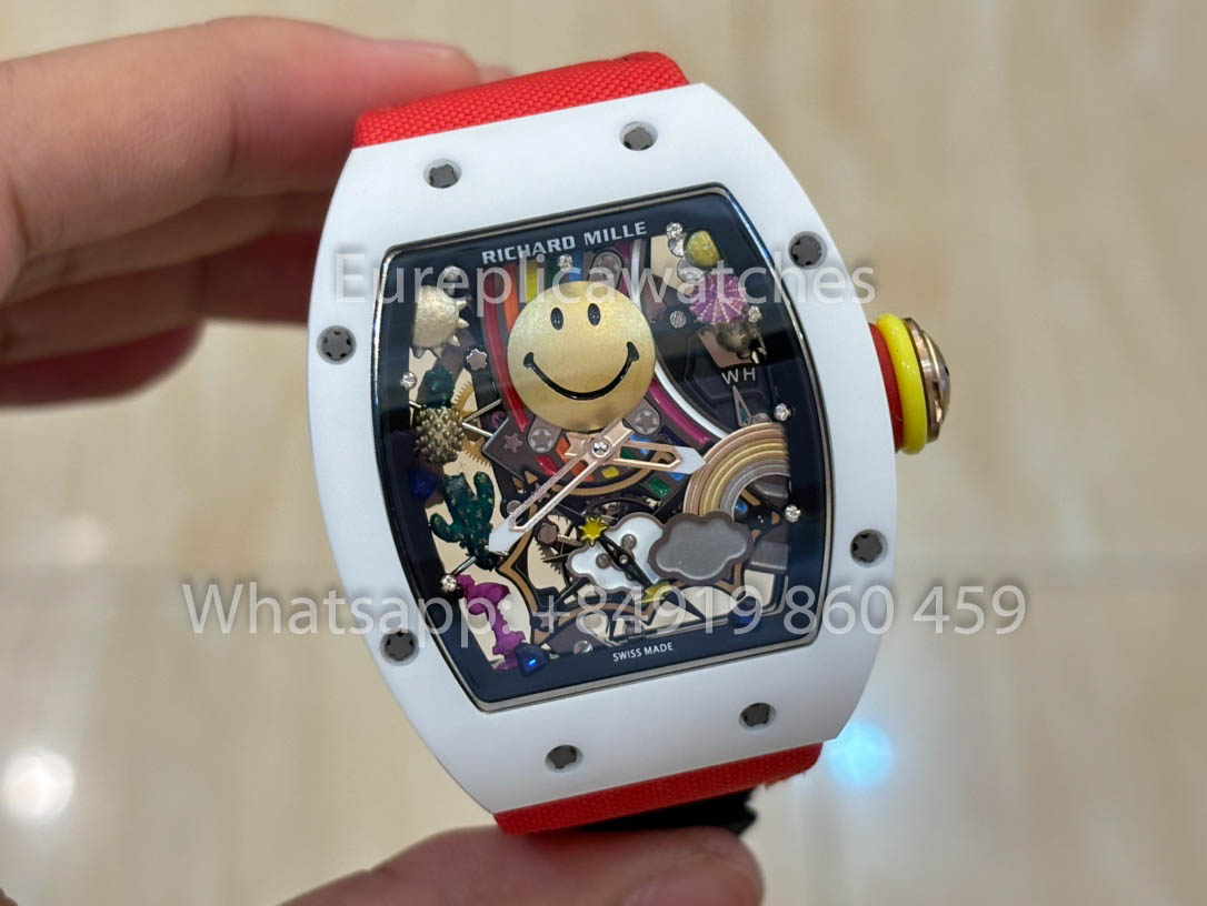 Richard Mille RM88 Smiley V2 Ceramic Case 1:1 Best Clone Red Velcro Strap