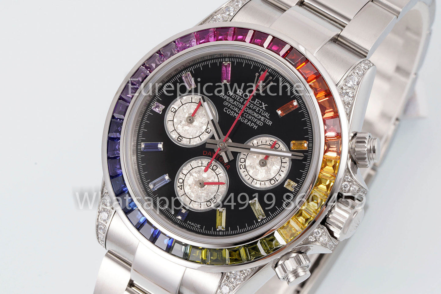 Rolex Daytona Rainbow Diamond Zifferblatt Schwarzes Zifferblatt 40mm 1:1 Bester Klon EF Factory SS