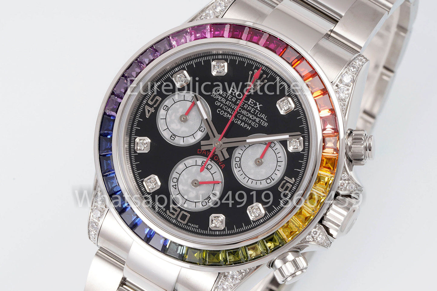 Rolex Daytona Rainbow Diamond Dial Cadran Noir 40 mm 1: 1 Meilleur Clone EF Factory SS