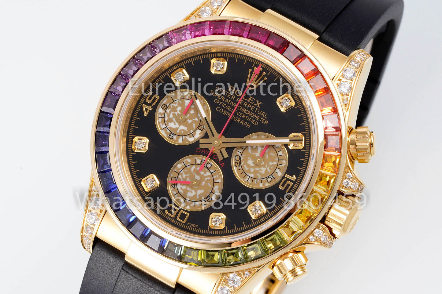 Rolex Daytona Rainbow Diamond Dial Yellow Gold 40mm 1:1 Best Clone EF Factory